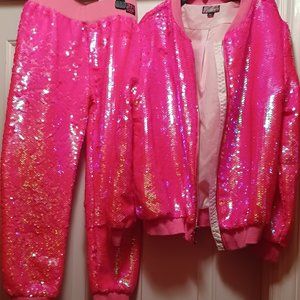 Girl's JoJo Siwa pink sequin jacket & pants set size 6/6x